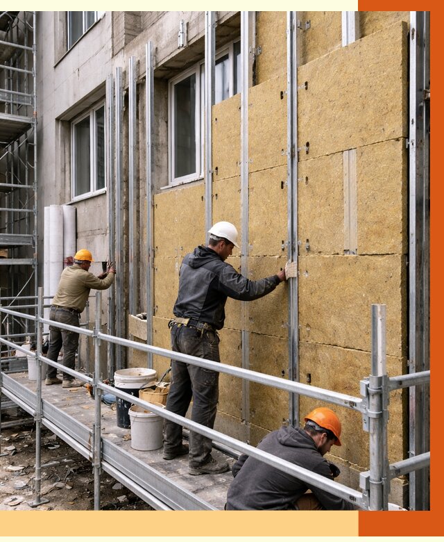 Утепление вентилируемого фасада в Мариинске от 5711 руб/м2 — монтаж и утепление вентфасад | ТепломастерМрн